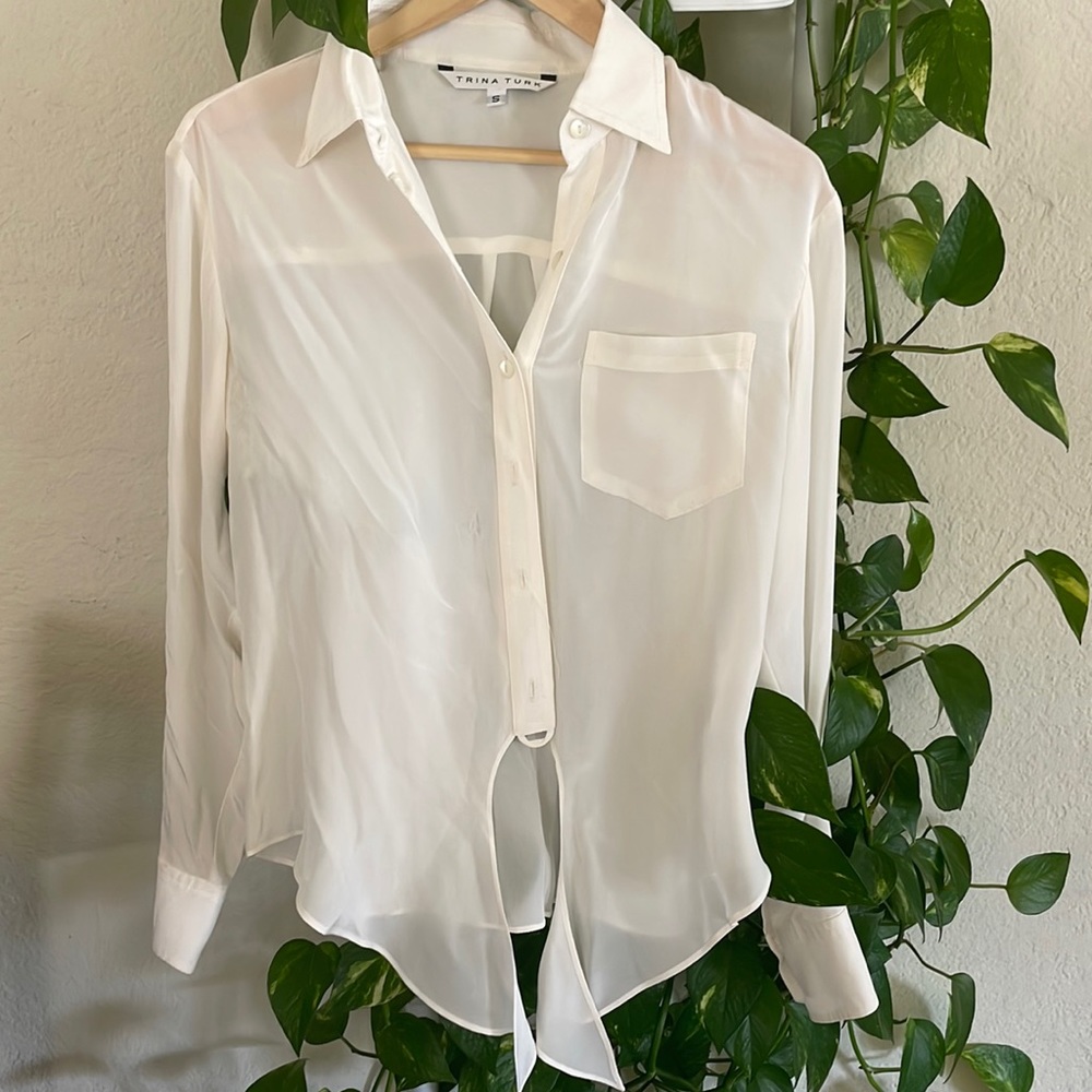 TRINA TURK SHEER BUTTON DOWN